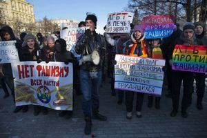 Manifestation contre l'homophobie à Moscou, en janvier 2014.