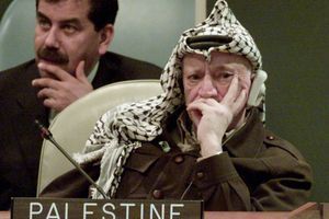 Yasser Arafat aux Nations unies, en novembre 2001.