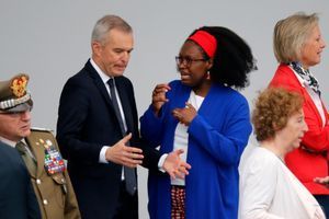 François de Rugy et la porte-parole du gouvernement Sibeth Ndiaye dimanche lors du défilé du 14-Juillet. 