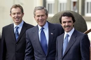 Tony Blair, George W. Bush et José Maria Aznar, le 16 mars 2003.