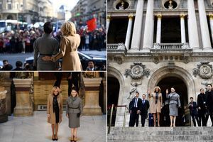 Brigitte Macron et la Première dame de Chine Peng Liyuan visitent l'Opéra Garnier