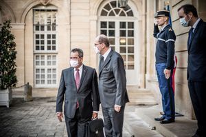 Edouard Fritch accueilli par le Premier ministre Jean Castex le 3 octobre. 