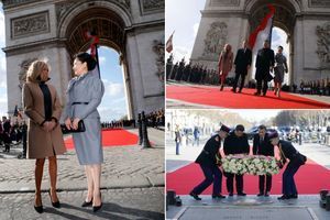 Emmanuel Macron accueille Xi Jinping sous l'Arc de Triomphe