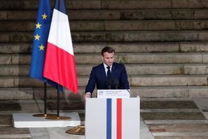 Emmanuel Macron lors de l'hommage à Samuel Paty.