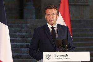 Emmanuel Macron lors d'une conférence de presse à Beyrouth le 6 août 2020