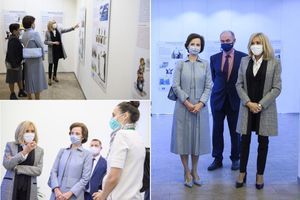 En Lettonie, Brigitte Macron et Andra Levite découvrent l’exposition "Dessins en liberté"
