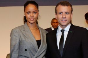 Emmanuel Macron et Rihanna au Sénégal en février. 