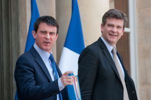 Manuel Valls et Arnaud Montebourg , ici en mai 2014 à l'Elysée. 