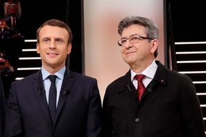 Emmanuel Macron et Jean-Luc Mélenchon lors du premier débat de la présidentielle.