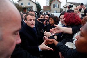 Emmanuel Macron à Villeneuve-Saint-Georges, dans le Val-de-Marne, le 14 février 2018.