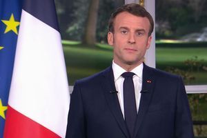 Emmanuel Macron durant l'allocution diffusée mardi soir.