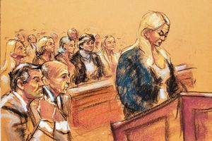 Virginia Giuffere, une des femmes ayant témoigné contre Jeffrey Epstein devant un tribunal de Manhattan, le 27 août 2019.