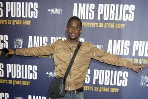 Le rappeur Black M lors de l'avant premiere de 'Amis Publics' a l'UGC Normandie, à Paris, le 1er Février 2016.