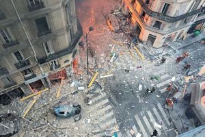Les décombres de l'explosion rue de Trévise à Paris, en janvier. 