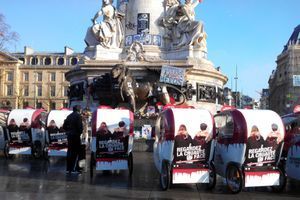 Les vélos-taxis utilisés pour l’opération de cette journée circuleront durant 8 jours dans les rues de Paris.