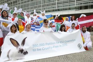 Manifestation à Bruxelles contre les expérimentations sur les animaux, en juin 2012.