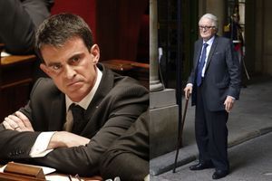 Le Premier ministre Manuel Valls en février 2015 et Roland Dumas en octobre 2014.