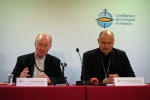 Photo prise lors de la conférence de presse de la Conférence des évêques.