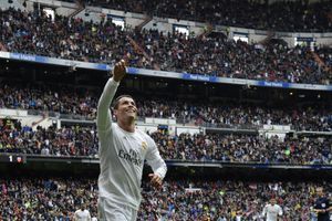 Cristiano Ronaldo vient de marquer un but pour le Real Madrid, dans le stade Santiago Bernabeu, le 8 mai dernier.