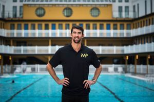 Michael Phelps à la piscine Molitor à Paris en février 2017.