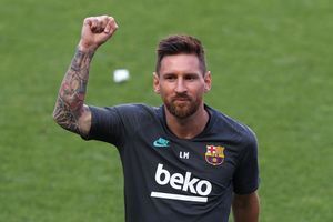 Lionel Messi, à l'entrainement à Lisbonne.