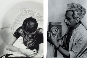 A gauche : Mode (untitled), 1930. A droite : autoportrait, 1932, avec solarisation. 