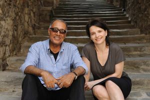 Abbas Kiarostami et Juliette Binoche sur le tournage de "Copie Conforme"