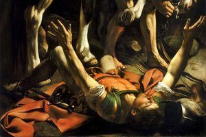 Extrait du tableau "La Conversion de saint Paul sur la route de Damas" (1600) par Le Caravage.