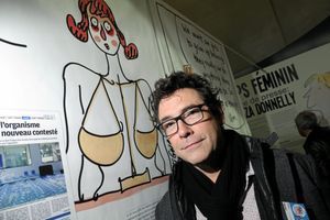 Portrait du dessinateur de presse Tignous lors de son passage à Montpellier pour le vernissage de l'exposition de dessins de presse. 