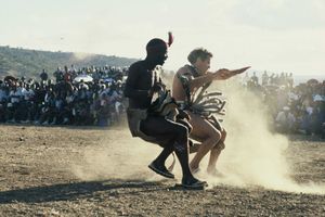 Johnny Clegg, lors de sa cérémonie "zoulou" de mariage en Afrique du Sud, en février 1988. 