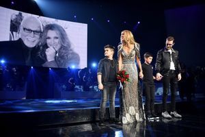 Céline Dion avec ses enfants Eddy, Nelson et René-Charles, à Las Vegas le 8 juin 2019