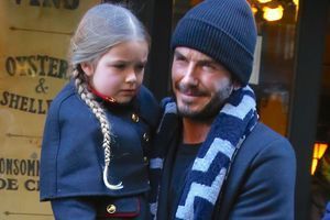 David Beckham et sa fille Harper Seven en février 2016 à New York. 