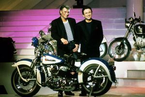 Johnny Hallyday et Michel Drucker en janvier 1992 dans "Star 90"