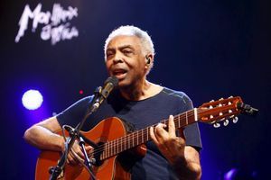 Gilberto Gil lors de son concert au Festival de Jazz de Montreux, à l'occasion de sa tournée baptisée "Deux amis, un siècle de musique" avec Caetano Veloso, en juillet 2015.