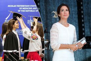 La princesse Mary de Danemark, le 27 août 2016. A gauche en vignette : Mary en Moldavie, le 24 novembre 2016