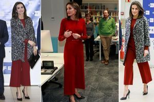 Le look de la reine Letizia d'Espagne à Madrid, le 29 janvier 2019
