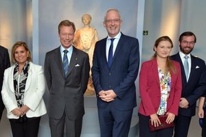 La grande-duchesse Maria Teresa et le grand-duc Henri de Luxembourg, le prince Guillaume et la princesse Stéphanie, à Trèves le 5 octobre 2016