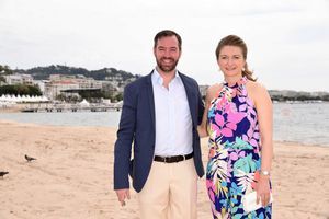 La princesse Stéphanie de Luxembourg avec son mari le grand-duc héritier Guillaume à Cannes pour le Festival, le 17 mai 2017