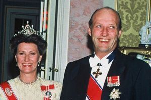 La reine Sonja et le roi Harald V de Norvège, le 5 juin 1991