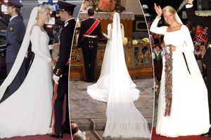 Mette-Marit Tjessem Høiby, le jour de son mariage avec le prince Haakon de Norvège, le 25 août 2001