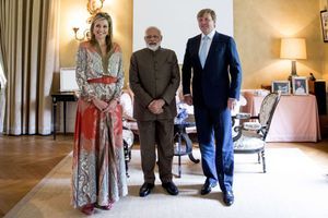 La reine Maxima des Pays-Bas et le roi Willem-Alexander avec le Premier ministre indien Narendra Modi 