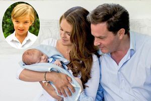 Le prince Nicolas de Suède avec ses parents la princesse Madeleine et Christopher O’Neill, le 21 juillet 2015. En vignette : portrait diffusé pour ses 5 ans, le 15 juin 2020 
