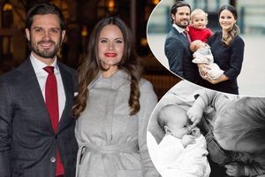 Le prince Carl Philip de Suède et la princesse Sofia, le 21 décembre 2017. En vignette, photos de leurs enfants diffusées sur leur compte Instragram