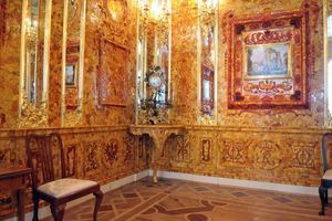 Détail de la reconstitution de la Chambre d’ambre au palais Catherine à Pouchkine (anciennement Tsarskoïe Selo) en 2009