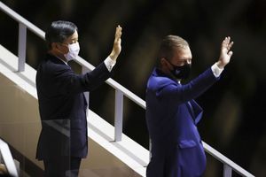 L'empereur Naruhito du Japon et Andrew Parsons à Tokyo, le 24 août 2021