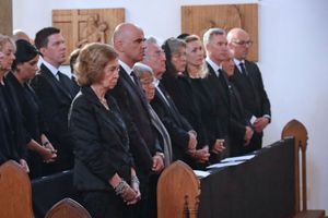 L’ex-reine Sofia d’Espagne et la princesse Caroline de Hanovre aux obsèques de la princesse Marie de Liechtenstein à Vaduz, le 28 août 2021
