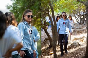 La reine Rania de Jordanie sur le Jordan Trail à Birgesh, le 13 septembre 2021
