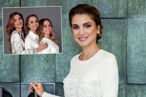 La reine Rania de Jordanie, photo diffusée pour ses 50 ans le 31 août 2020. En vignette, avec ses filles les princesses Salma et Iman, photo diffusée le 26 septembre 2020 