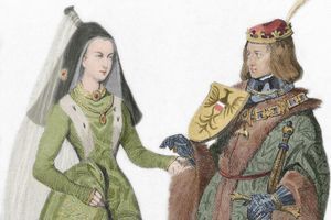 Gravure figurant Marie de Bourgogne et Maximilien d’Autriche (détail)