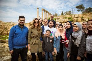 La reine Rania de Jordanie à Jerash, le 20 février 2018